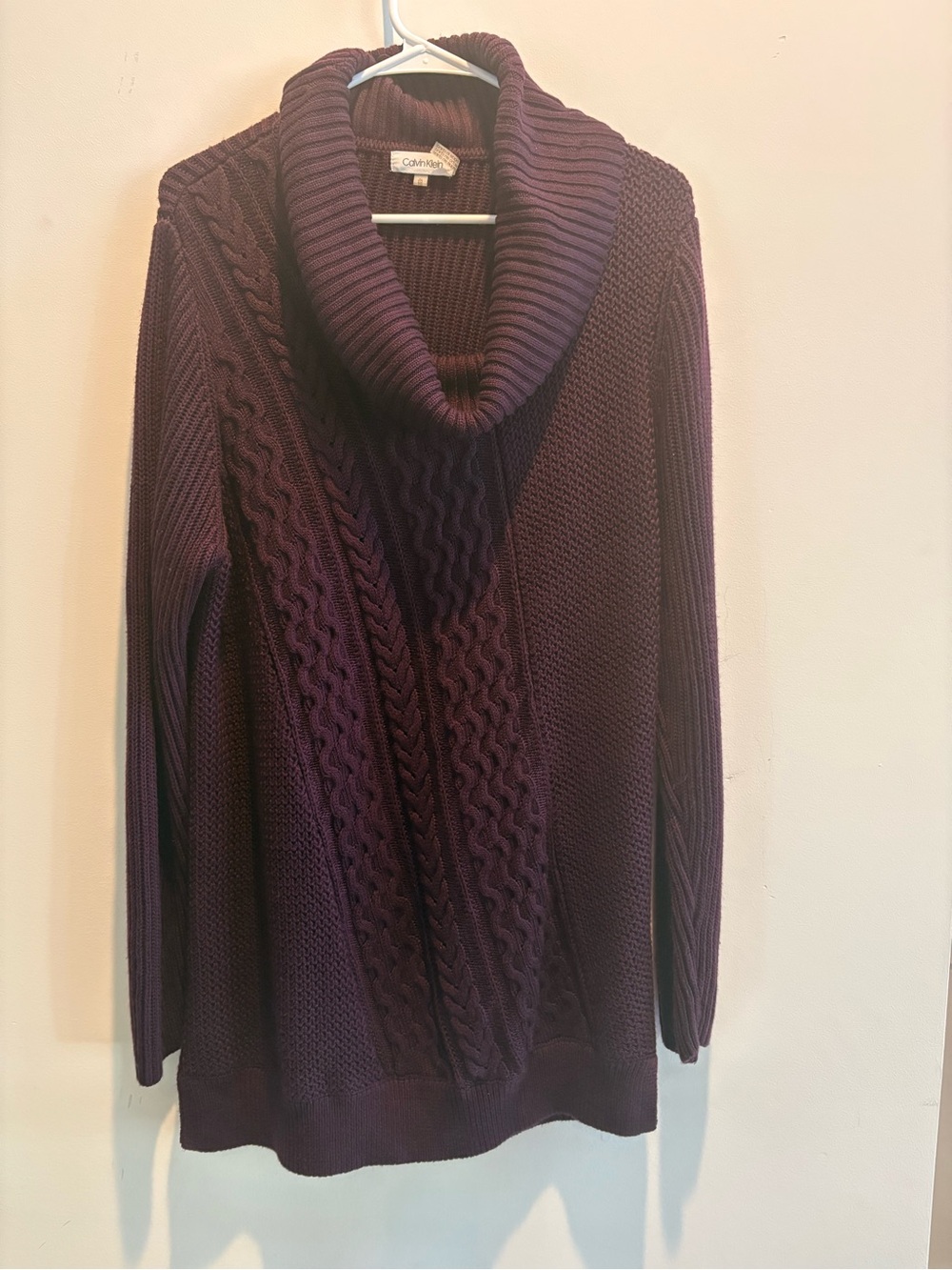 Calvin Klein Plum Cable Cowl Neck Sweater